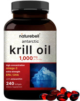 NatureBell Aceite Krill Antártico 1000 mg, soporte para corazón y articulaciones.
