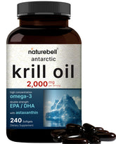 NatureBell Aceite de Krill Antártico 2000 mg en cápsulas, apoyo para articulaciones.