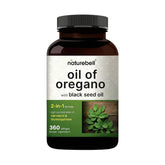 NatureBell aceite de oregano con aceite de semilla negra en cápsulas para apoyo inmunitario.