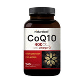 NatureBell CoQ10 400mg con Omega-3: cápsulas en bote para energía diaria