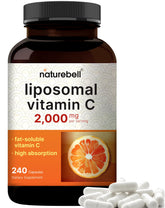 NatureBell Liposomal Vitamina C 2000mg en botella, alta biodisponibilidad para días activos.