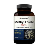 NatureBell Metilfolato 15 mg, botella frontal, apoyo suave a la energía diaria.
