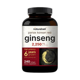 NatureBell Panax Ginseng Rojo Coreano, bote de cápsulas suaves, apoyo a la vitalidad diaria.