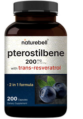 NatureBell pterostilbeno y trans-resveratrol en cápsulas dentro del bote