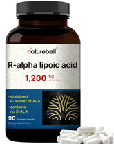 NatureBell R-ALA: cápsulas en frasco para energía celular y antioxidantes.
