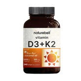 NatureBell Vitamina D3 K2 240, cápsulas blandas, apoyo a la salud ósea.