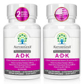 NatureGenX ADK Suplemento, botella frontal; posible apoyo a la salud ósea y visión.