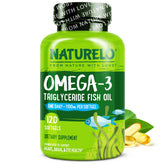 NATURELO Burpless Omega3: botella de aceite de pescado con sabor a limón para frescura diaria.