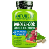 Naturelo multivitamínico para hombres 50+ en envase, apoyo a energía diaria.