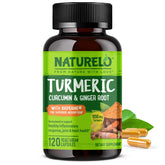 NATURELO Turmeric Curcumin muestra la botella para movilidad diaria.