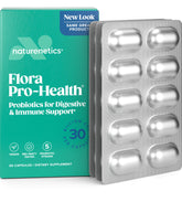 Naturenetics Probioticos en frasco de cápsulas para uso diario y bienestar digestivo.