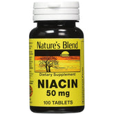 Nature's Blend Niacina 50 mg tabletas 100, apoyo a la energía diaria