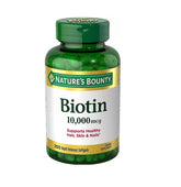 Nature's Bounty Biotina 10000 mcg, cápsulas de liberación rápida para cabello, piel y uñas.