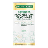 Nature's Bounty cápsulas glicinato de magnesio frente a la botella, apoyo para ánimo estable
