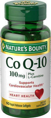 Botella de Nature's Bounty CoQ10-L-Carnitine para energía diaria.