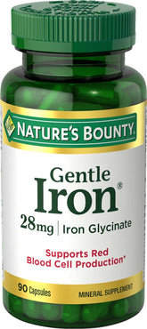 Nature’s Bounty Gentle Iron en botella, apoyo diario a la producción de glóbulos rojos.