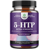 Natures Craft 5HTP cápsulas 100mg en botella para apoyo al sueño.