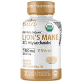 Nature's Fusions Nutri Melena de León en botella para apoyo cognitivo diario.