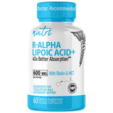 Nature's Fusions Nutri R alfa lipóico 600mg botella, apoyo para energía celular