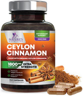 Nature's Nutrition canela Ceylán orgánica, cápsulas, apoyo antioxidante diario.