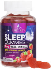 Gomitas para dormir Nature's Nutrition, sabor fresa, que apoyan el descanso nocturno.