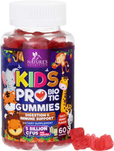 Nature's Nutrition pro biótico para niños sabor frambuesa en botella, apoyo digestivo diario.