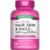 Nature's Truth Hair, Skin & Nails biotina 5000mcg cápsulas suaves para cuidado diario