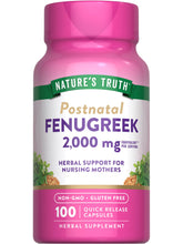 Nature's Truth Cápsulas fenogreco para mujeres, útil en regímenes diarios de nutrición.