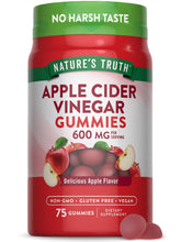 Nature's Truth gomitas vinagre de manzana en botella, sabor a manzana para uso diario.
