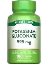 Nature's Truth Potasio Gluconato 595 mg en botella, soporte diario de electrolitos.
