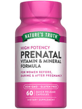 Nature's Truth Prenatal: cápsulas en frasco para apoyo diario durante el embarazo
