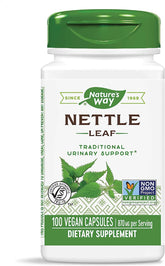 Nature's Way hoja de ortiga 435 mg cápsulas, opción vegetal para uso diario.
