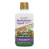 NaturesPlus Animal Parade botella frontal con sabor tropical para apoyar la inmunidad diaria.