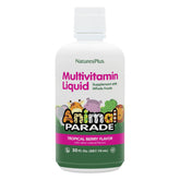 Botella de NaturesPlus Animal Parade con sabor Tropical Berry para uso diario de niños.