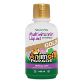 NaturesPlus Animal Parade Gold, frasco de multivitamínico líquido para niños, fácil de dosificar.
