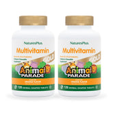 NaturesPlus Animal Parade Gold: comprimidos masticables naranja para niños y sabor agradable.