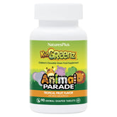 NaturesPlus Animal Parade KidGreenz, botella tropical, sabor agradable para niños activos.