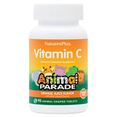 NaturesPlus Animal Parade vitamina C naranja, botella, opción divertida para niños.