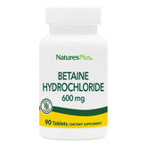 NaturesPlus betaina hidrocloruro 600 mg, envase frontal, posible apoyo digestivo