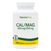 NaturesPlus Cal/Mag frasco de tabletas vegetarianas para apoyar músculos y nervios.