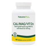 NaturesPlus Calcio-Magnesio-D3-K2 frente de la botella para soporte óseo