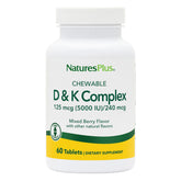NaturesPlus D y K Complex: gomitas frambuesa, sabor agradable y apoyo al metabolismo del calcio.