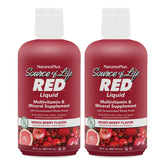 NaturesPlus Source of Life RED, botella de líquido multivitamínico para energía diaria.