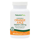 NaturesPlus Jugo Naranja Tabletas frente, sabor cítrico y formato masticable