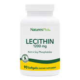 NaturesPlus Lecitina 1200 mg, cápsulas suaves para soporte digestivo práctico.