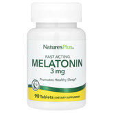 NaturesPlus Melatonina 3 mg, tabletas de acción rápida para un descanso reparador.