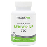 NaturesPlus PRO Berberine 750 mg frente a la botella, apoyo para metabolismo saludable.