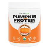 Proteína de semilla de calabaza orgánica de NaturesPlus en envase, ideal para apoyar fuerza muscular
