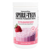NaturesPlus SPIRU-TEIN Fresa en bote de 1,2 libras para batidos vegetales.