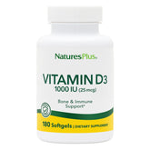 NaturesPlus Vitamina D3 1000 UI, frasco visible, apoyo a la salud ósea